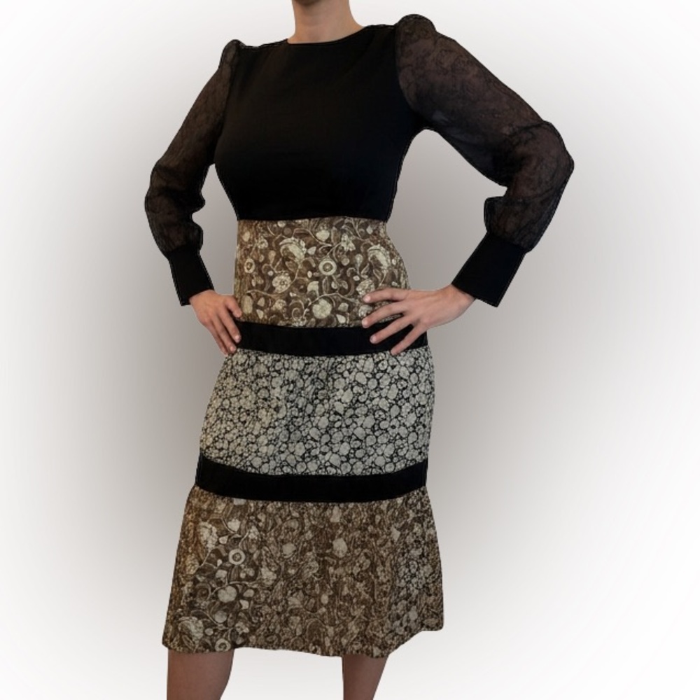 EUC | Apostrophe Floral Tiered Midi Skirt | Size 6 | 100% Cotton Shell | Lined